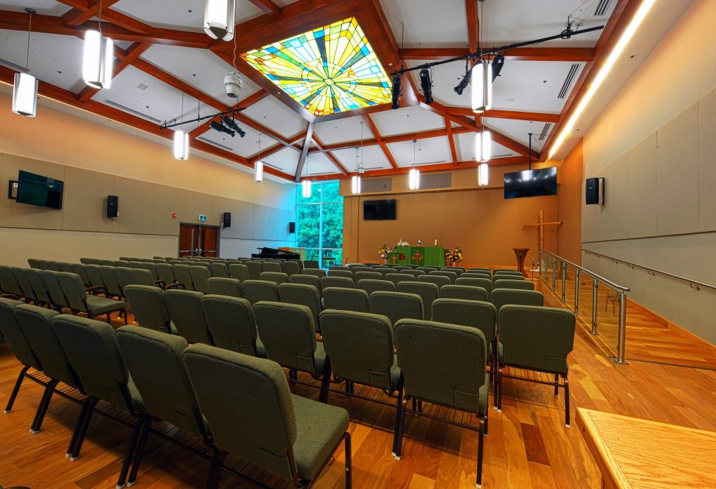 Interior of Lansing United Church's new sanctuary.